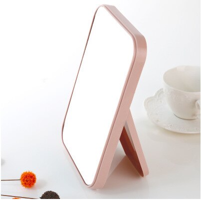 Make-up spejl high-definition enkeltsidet bordplade plast farverige forfængelighed spejl folde bærbar stor firkantet prinsesse mirr: Lyserød