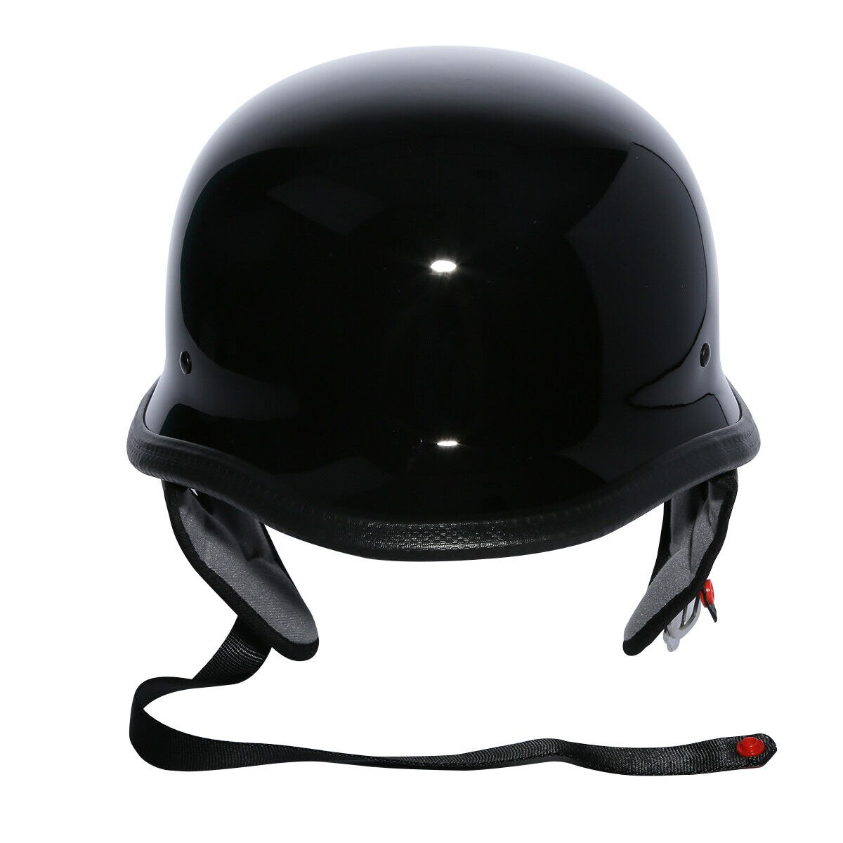 DOT Motorcycle Motorbike German Half Face Helmet For Harley Chopper Cruiser: Gloss Black / L
