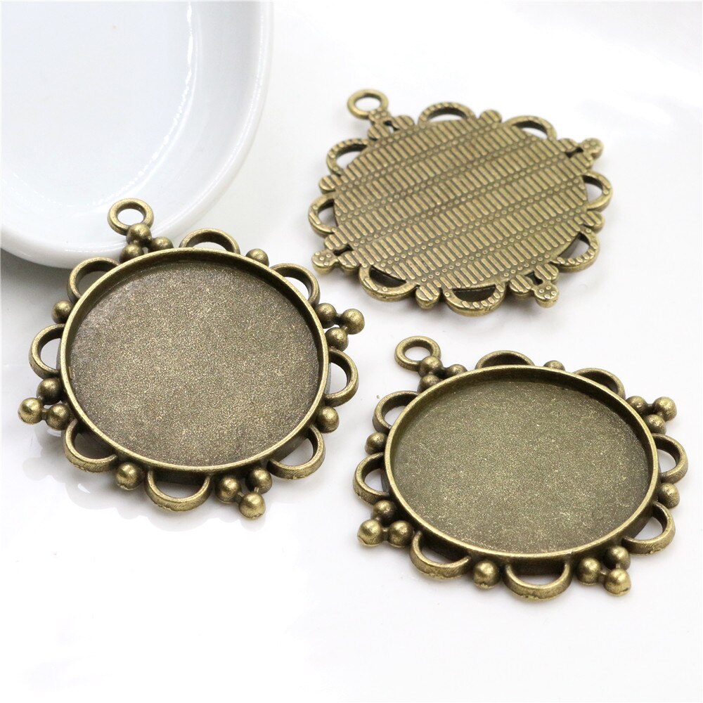 5 pçs 30mm tamanho interno antigo bronze e prata chapeado clássico estilo cabochão base de ajuste encantos pingente