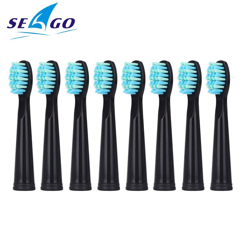 Electric Toothbrush Heads for Seago SG507/SG910/SG958/SG551/SG515/SG503/SG959/SG963/SG949/SG917/SG969: 8pcs Black