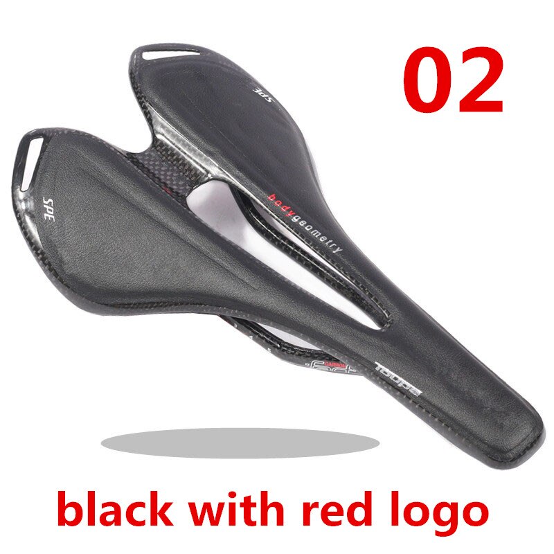 3K Carbon Fiber Bike Saddle Red Road Special Mtb Toupe Bicycle Seat Cycling Parts Leather Saddle Racing D: 02