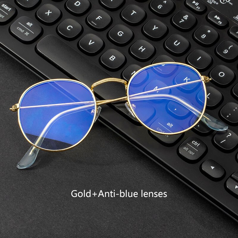 Computer briller anti blå stråle briller blåt lys blokerende briller optisk øje brille uv blokerende spil filter runde briller: C1