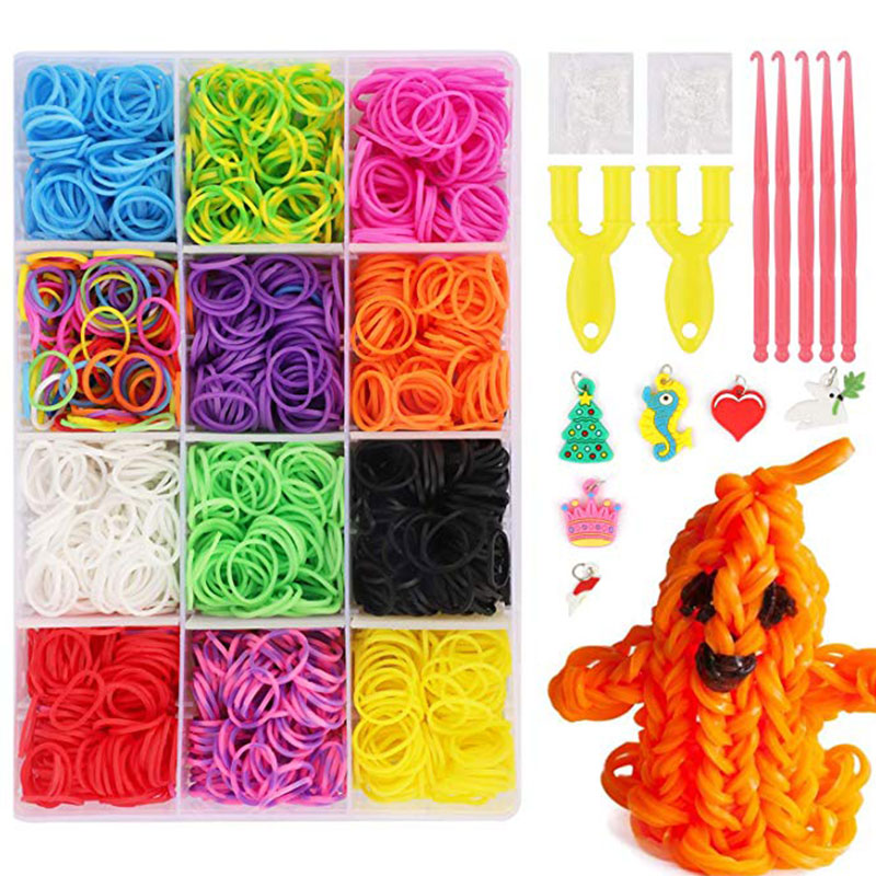10000pc diy legetøjsgummi vævebånd sæt kid diy armbånd silikone elastik elastiske væve vævebånd legetøj børn varer