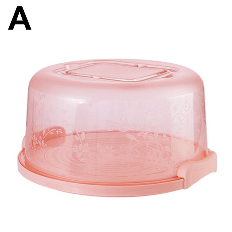 Portable Cake Storage Box Round Birthday Cake Box Kitchen Wedding Baking Container YE: Pink   A