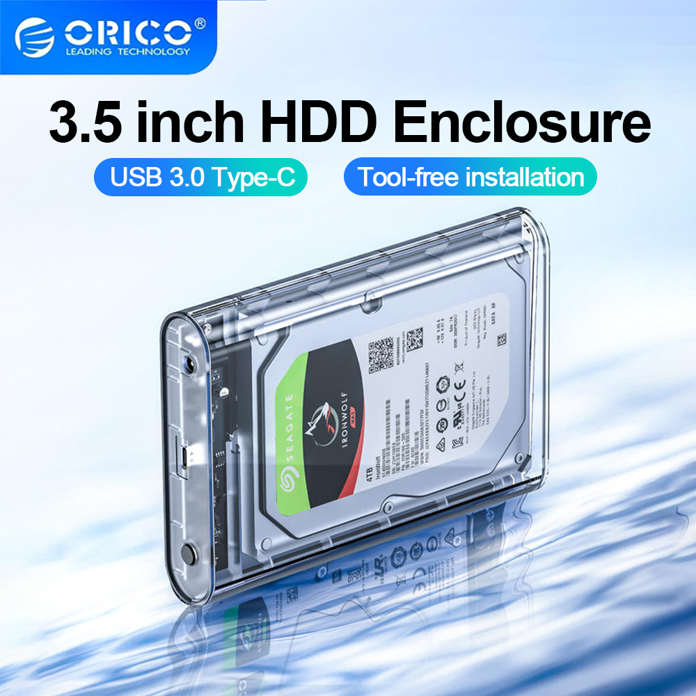 ORICO 3.5 Inch SATA to USB 3.0 Type C Transparent HDD Case SSD Adapter Hard Disk Drive Box USB3.0 External Storage HDD Enclosure