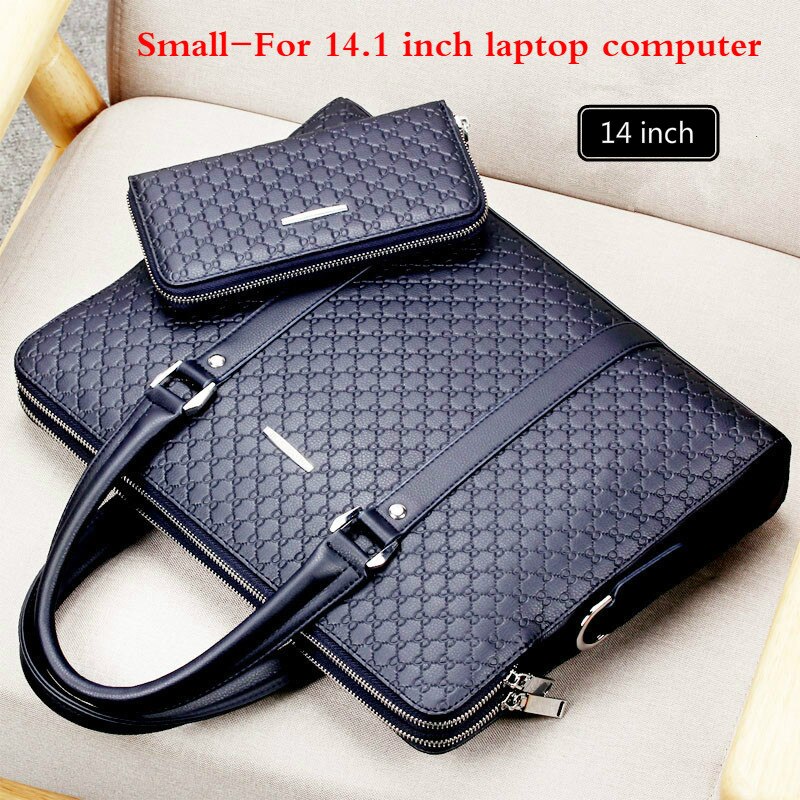 Volasss grande capacidade de couro dos homens maleta de negócios masculino sacos de ombro para o homem bolsas para portátil 15.6 "masculino: Blue with Wallet-14