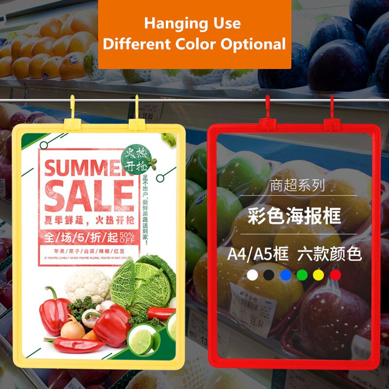 A5 Shelf Hanging Price Label Sign Display Holder Supermarket Product Poster Picture Display Hanging Holder Frame