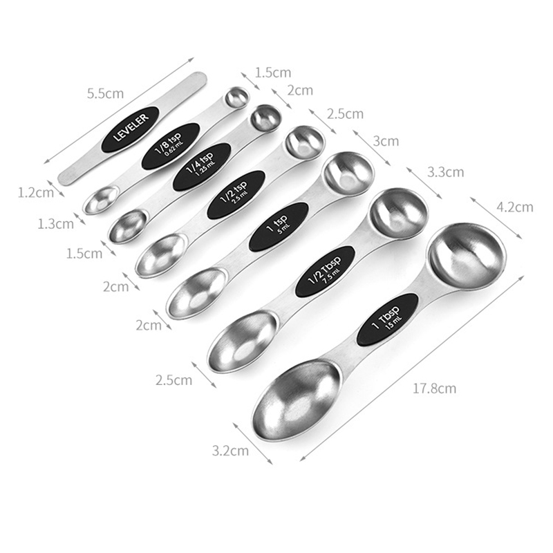 8 Pcs/Set Measuring Spoons Stainless Steel Seasoning Coffee Tea Measuring Spoons With Scale Bakery Tool Kitchen Supplies