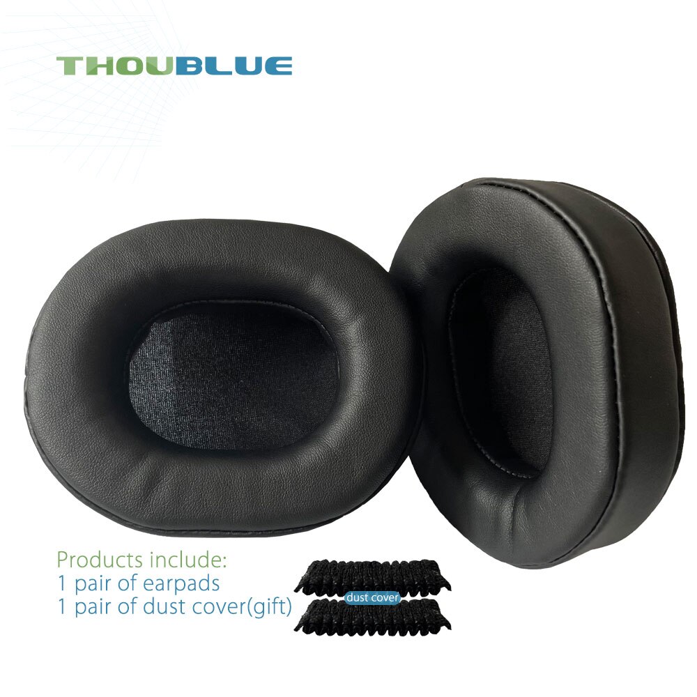 THOUBLUE-almohadillas de repuesto para auriculares Bluedio T6, T6S, T6C, T7, T7 +, cubierta de espuma viscoelástica: 2Black Leahter