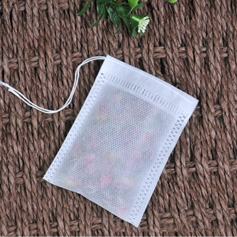 Teposer 100 stk/parti tomme duftende snørepose pose 5*7cm segl filter kok løs grøn blomst kaffeposer værktøj