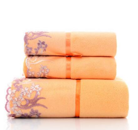 3 Stuk Katoenen Handdoek Sets Geometrische Geborduurde Handdoek Badhanddoeken Zachte Luxe Handdoek Super Thuis Textiel: Orange