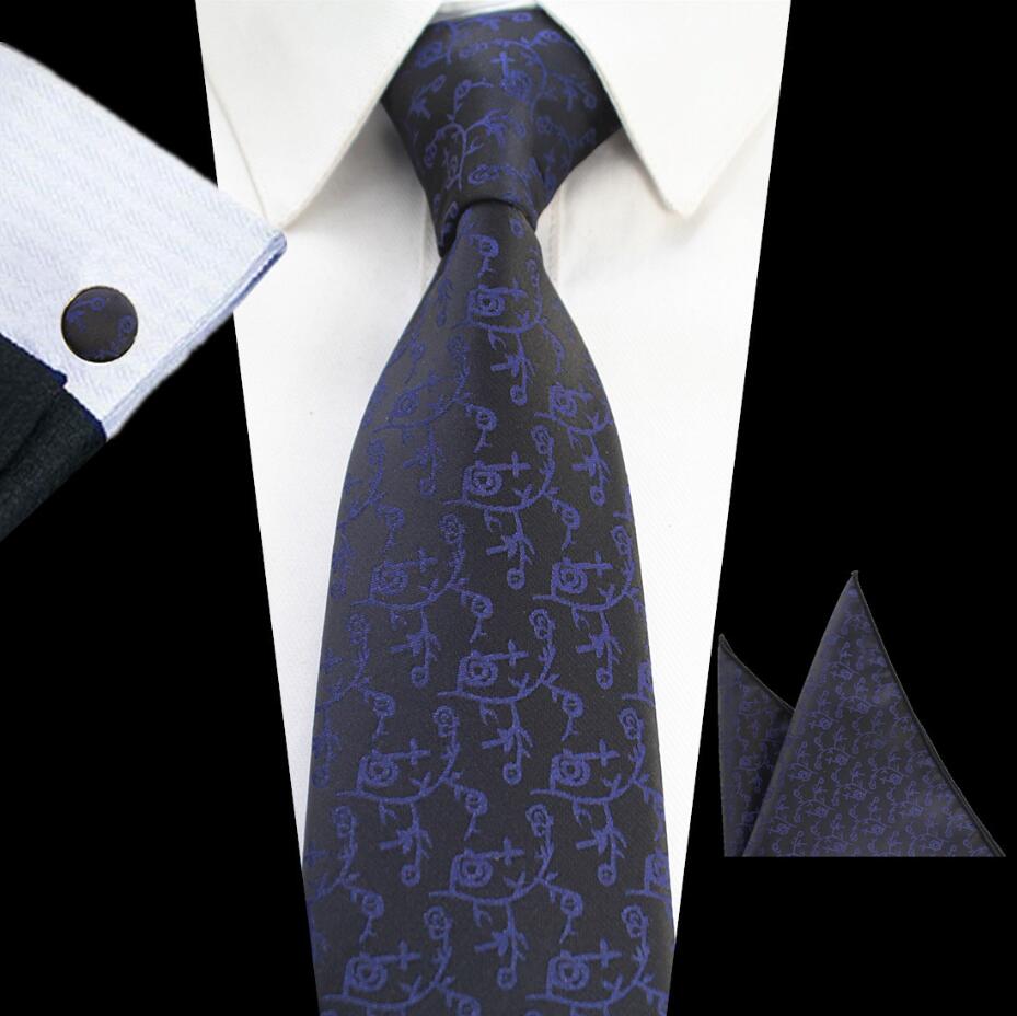 Rbocott 8cm conjuntos de gravata novo design para homem xadrez & dot & paisley gravata lenço abotoaduras define negócios festa de casamento pescoço laços: 02