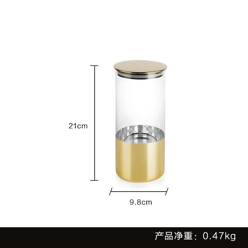 Tarros sellados de vidrio para el hogar, recipiente de almacenamiento de cocina transparente, a prueba de humedad, depósito de almacenamiento de alimentos, jarra de vidrio europeo: 21cm