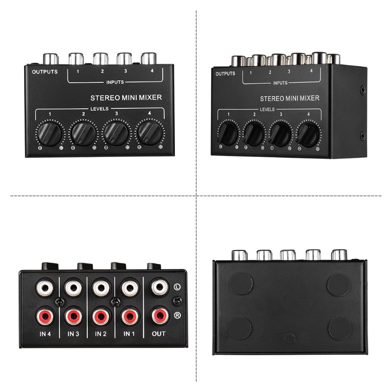 CX400 Mini Passive Stereo Mixer Rca 4-Channel Passive Mixer Small Mixer Mixer Stereo Dispenser for Live Studio