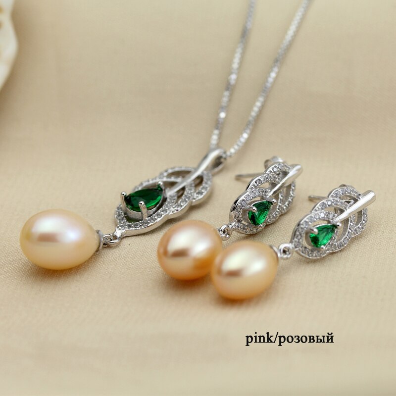 YouNoble Zoetwaterparels Sieraden Set Vrouwen, 925 zilveren bruidsmeisje sieraden set bohemian sapphire beste vrienden wit