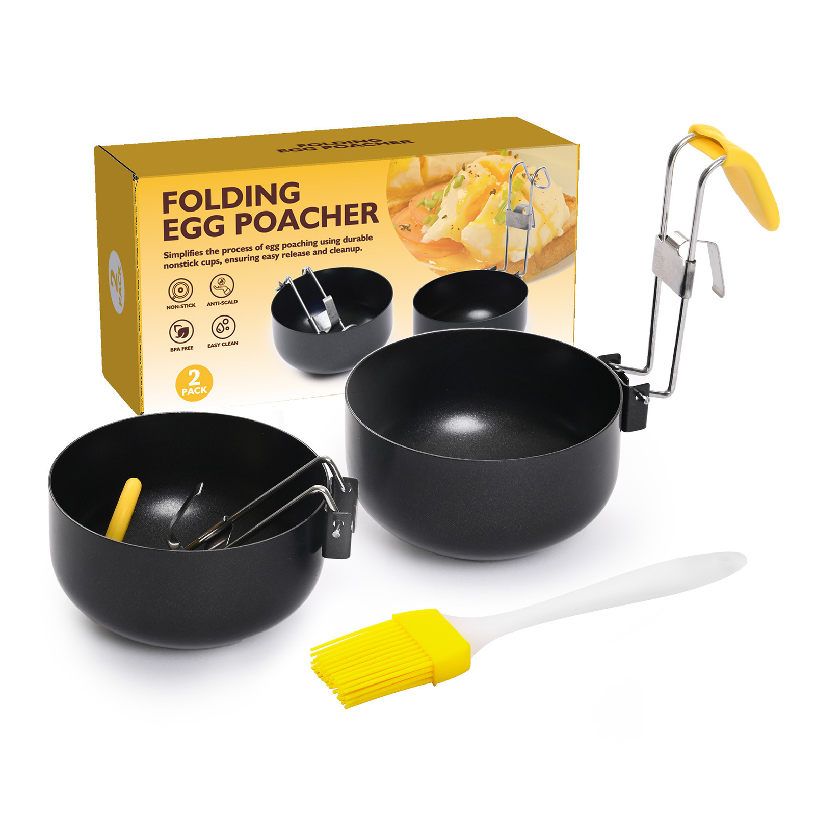 Steamer Egg Cooker Folding Nonstick Egg Poaching Cups Multi-purpose Single Egg Poachers Breakfast Essential for Home Cooking: green