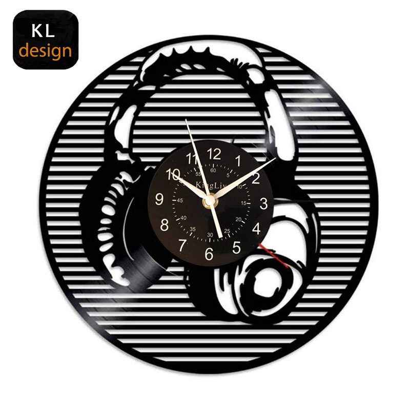Reloj de pared de vinilo con música y auriculares | Reloj de pared | reloj de vinilo LED | Decoración de pared Vintage | Reloj de pared Negro | Gif de cumpleaños de Navidad: music A1(NO LED)