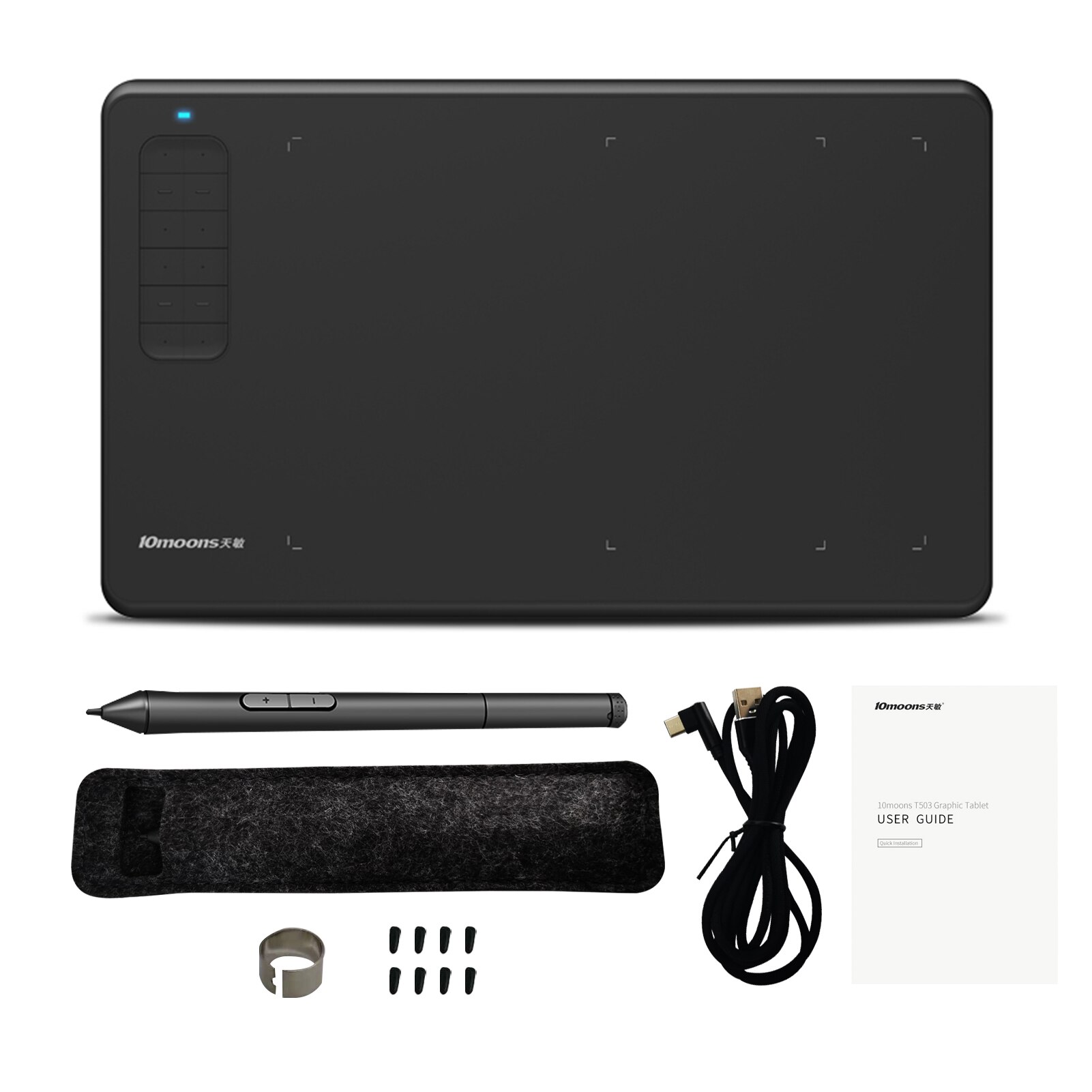 10moons G12 Graphics Drawing Tablet Ultralight Digital Creation Sketch with Battery-free Stylus 8192 Levels Pressure 12Keys