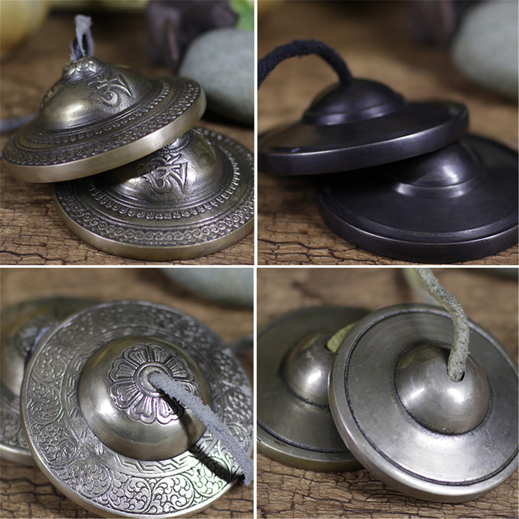 Campanilla de Tingsha tibetana hecha a mano con Om/nube de la suerte/Mantra, platillos de nepalí, el mejor para sanación de sonido de meditación
