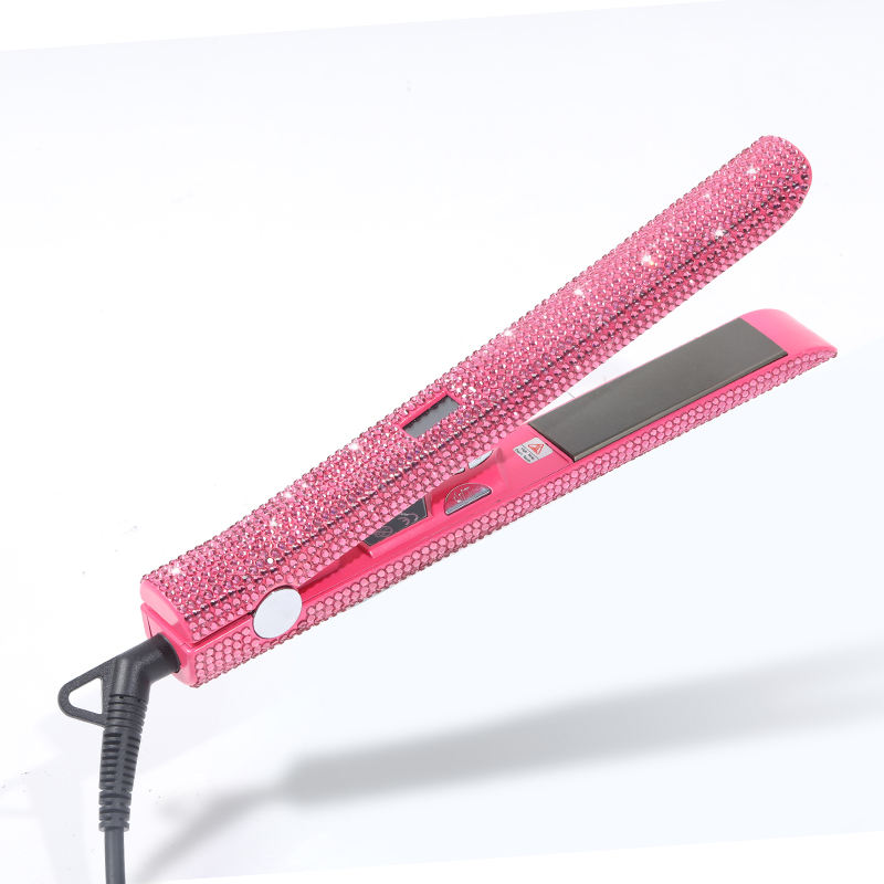 Plattång och locktång i titan plattjärn strass plattjärn plancha y rizador en uno plancha pelo dual voltage: Vinröd / Au