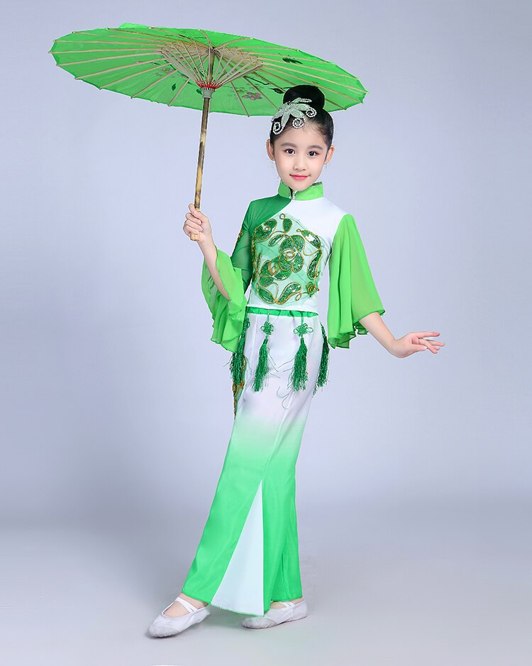 Traje de baile nacional de la etapa de paraguas de la danza clásica de las muchachas de la danza tradicional china
