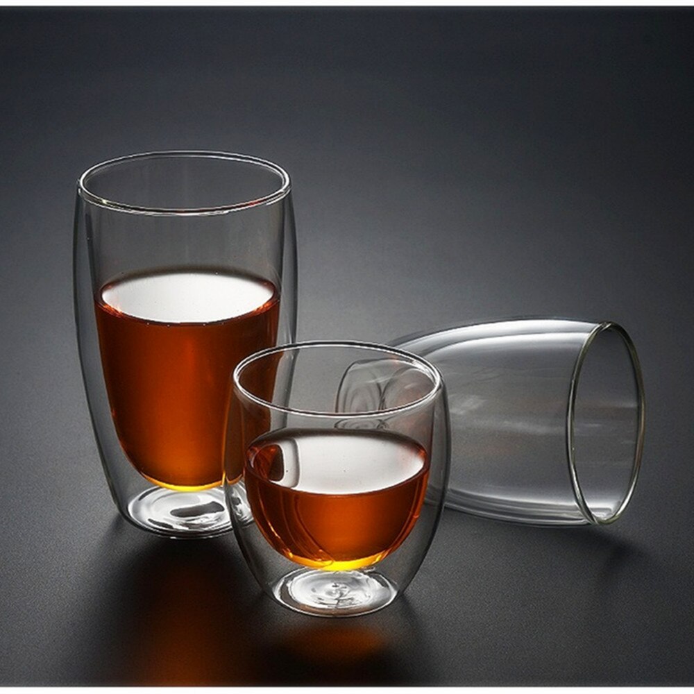 Double wall glass cup Heat resistant glass coffee cup Whiskey Glass tea cup beer mug 80ml capacity glass cup shot drinkware