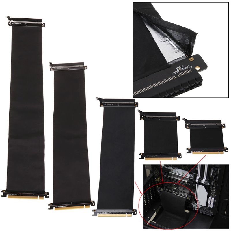 Højhastigheds pc-grafikkort pci express 3.0 16x fleksibelt stik kabelstigningskortudvidelsesportadapter til gpu med antijam
