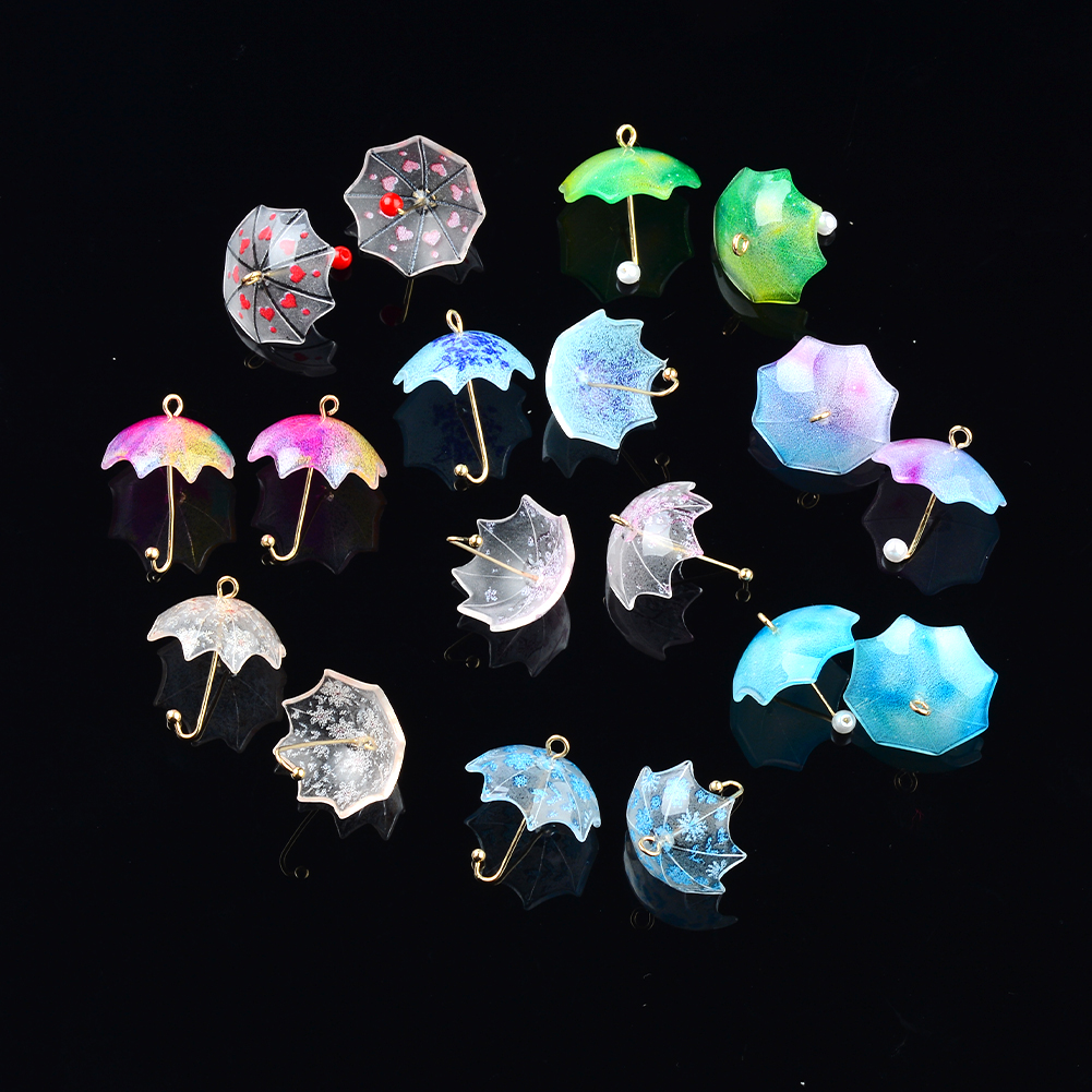 6Pcs Acryl Leuke Kleurrijke Kleine Paraplu Hanger Sieraden Accessoires Handmades Connector Diy Oorbellen Component