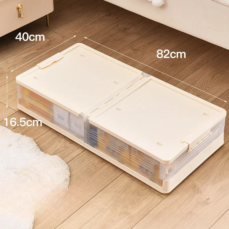 Storage Organizer Underbed Storage Box for Household Use with Wheels ,Flat Organizing Box,Foldable Bed Tail Clothing Storage Box: green