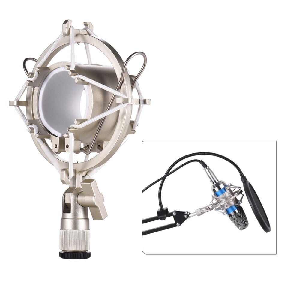 Condenser Microphone Mic Shock Mount Holder Bracket Plastic Anti-vibration for On-line Broadcasting Studio Music Recording: Gold