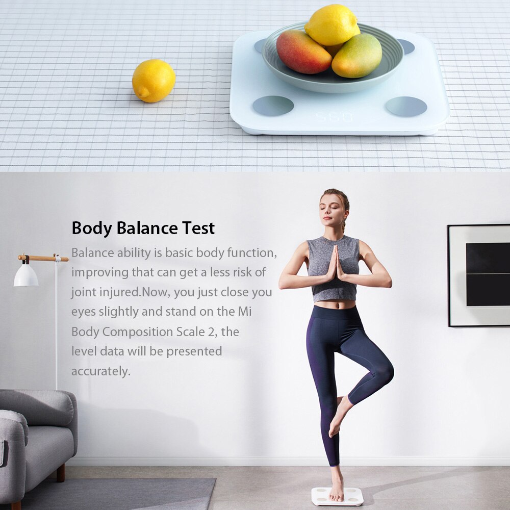 Xiaomi mi kropsvægt 2 bt 5.0 fedt badeværelsesvægt sundhedsbalancetest bmi vægt, digital kropssammensætningsanalysator