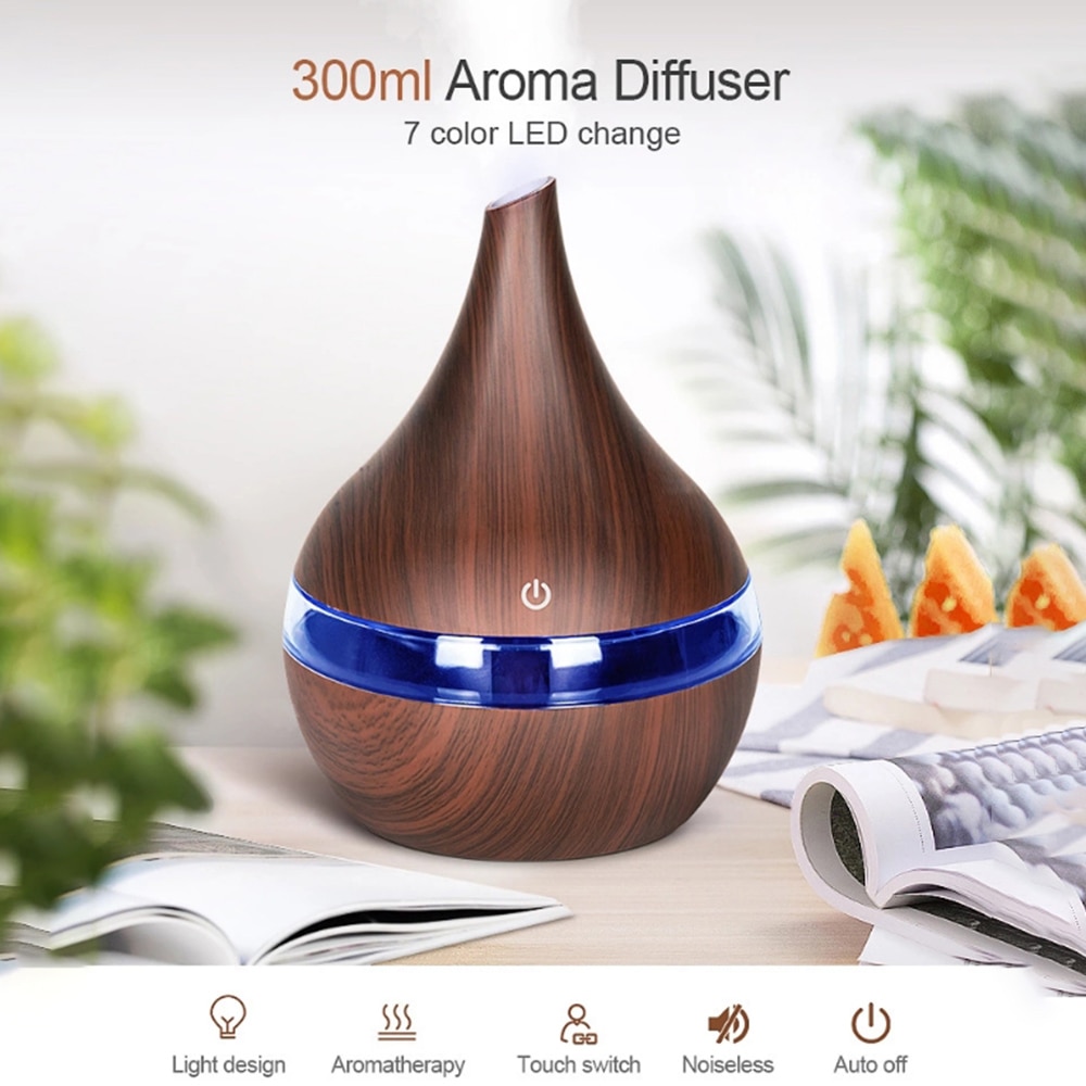 300Ml Luchtbevochtiger Essentiële Olie Diffuser Auto Luchtbevochtiger Voor Thuis Led Light Luchtbevochtiger Aroma Essentiële Olie Diffuser