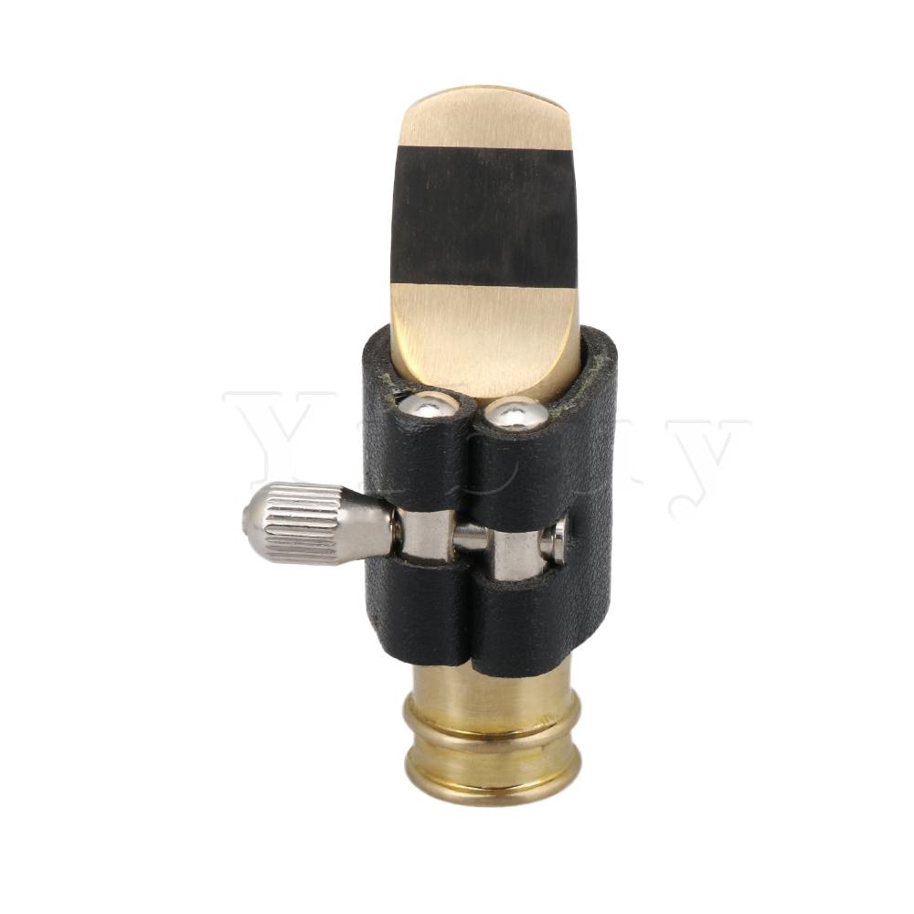 Yibuy gouden sopraansaxofoon 9#  saxofoon mondstuk met kunstleren ligatuur