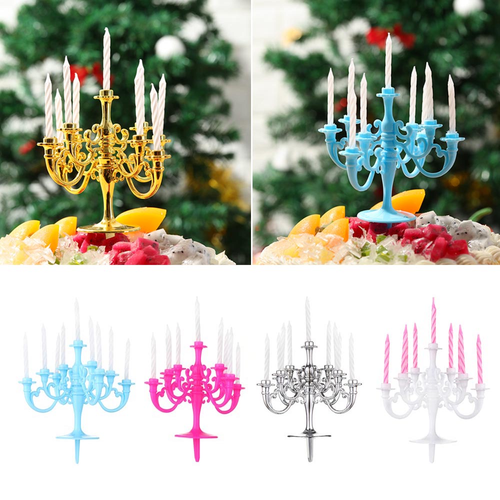1 sett kandelaber lysestake bursdagskake topper wrappers med stearinlys til jul bryllup hjemmefest dekorasjonsutstyr