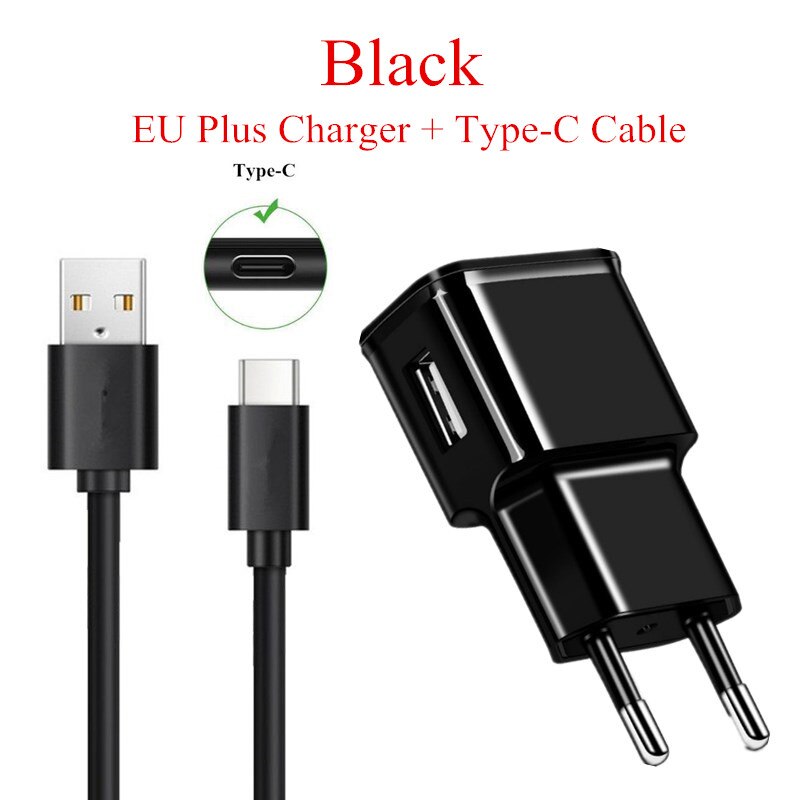 Eu-stekker usb-lader type c-wandadapter mobiele telefoon microdata-opladen voor nokia 2.1 3.1 5.1 6.1 plus 8 sirocco 9 5 6 opladen: Type c zwart