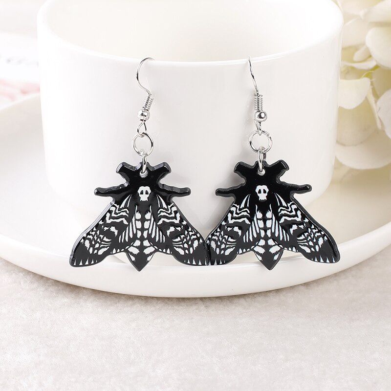 1Pair Wicca Witch Dead Moth Girl Dangle Earrings Acrylic Pagan Earring for Women Birthday: BROWN