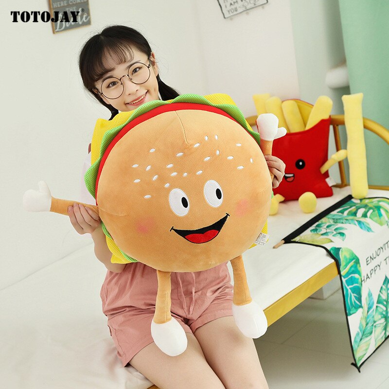 Niedlichen Cartoon Plüsch Hamburger Französisch Frites Huhn Bein Spielzeug Gefüllte Lebensmittel Popcorn Pizza Kissen Kissen Kinder Spielzeug Geburtstag