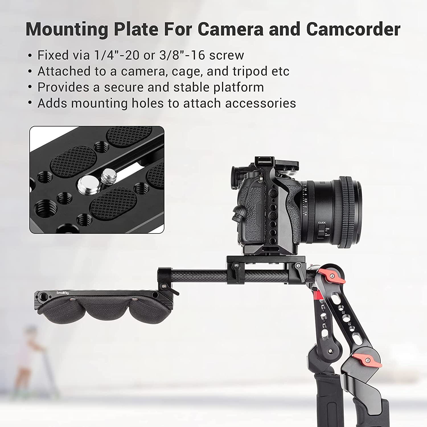 SmallRig Dslr Camera Mounting Plate Baseplate with Dual 15mm Rod Clamp Railblock Support Quick Release Tripod Mount Plate - 1775