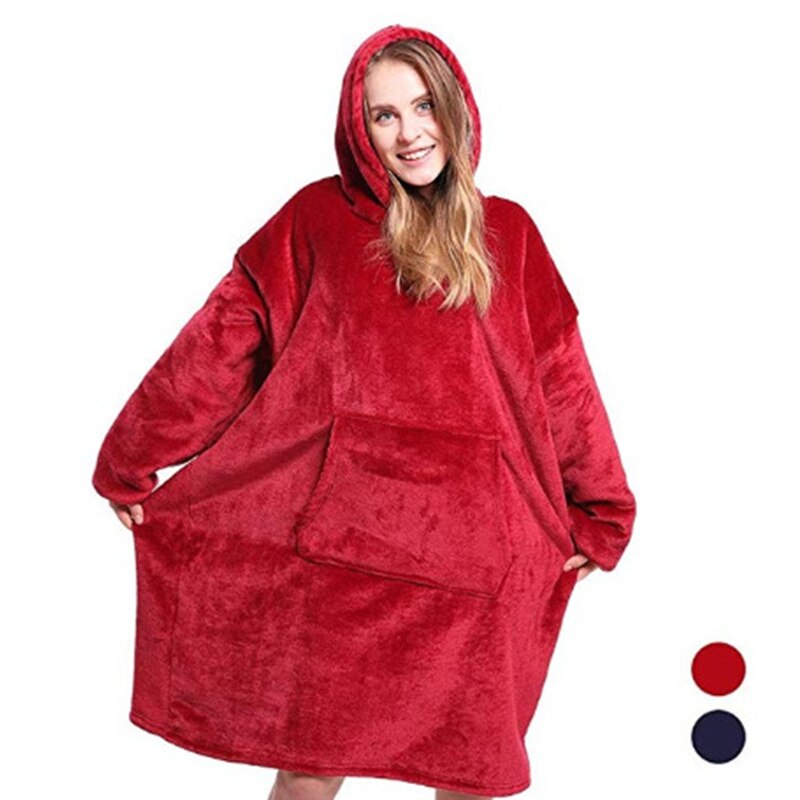 Winter Blanket with Sleeves Oversized Hoodie Fleece Warm Hoodies Sweatshirts Giant TV Blanket Hoody Robe: A1