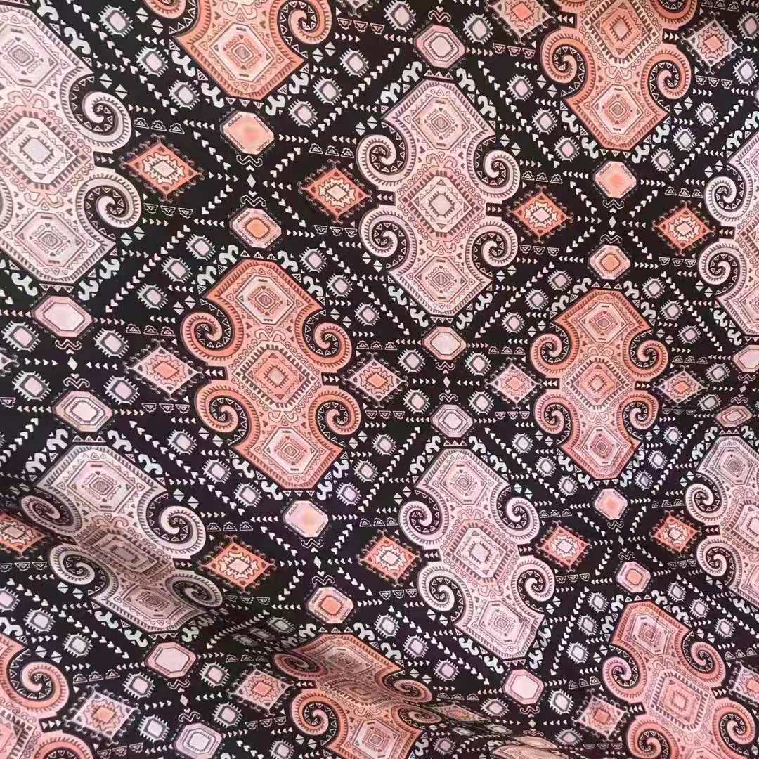 Etnische Print Satijn Zachte Stof Diy Materiaal Voor Ambachtelijke Lint Sjaal