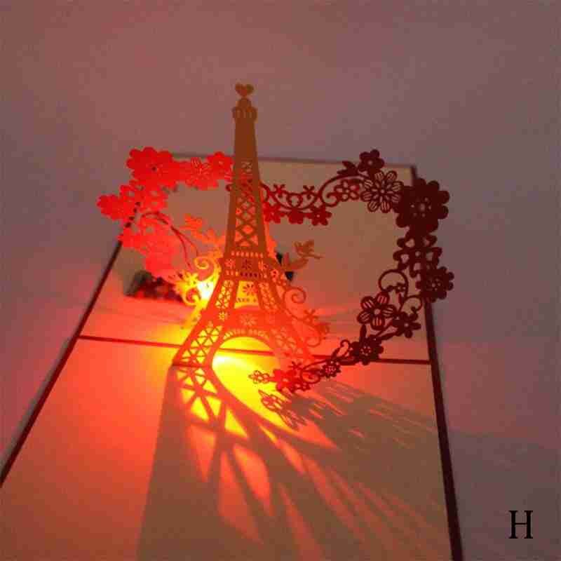 Anniversaire musique lumière carte de voeux noël et voeux 3D carte stéréo année F0W3: H
