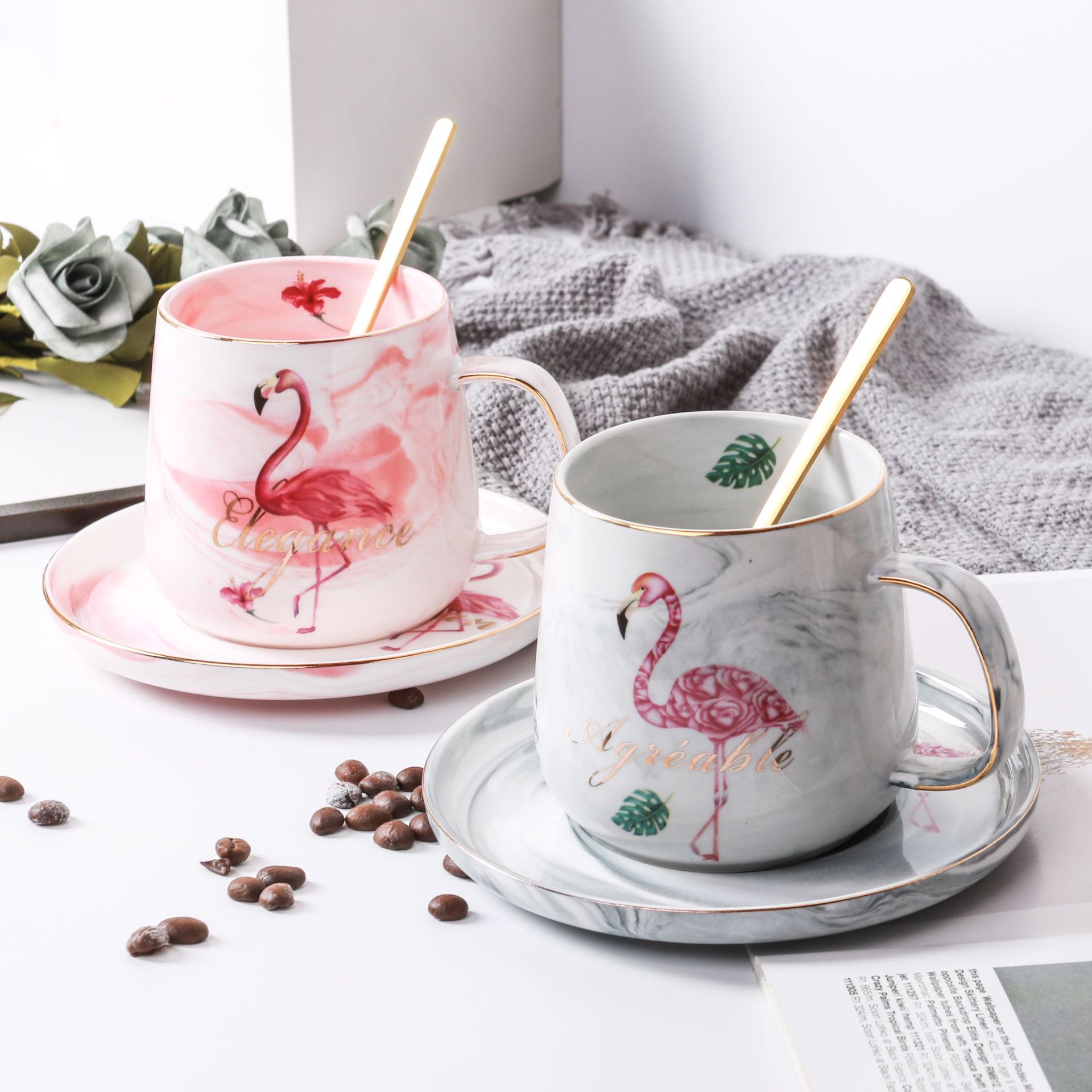 Luxury Coffee Cup Porcelain Holder Set Espresso Coffe Cups Ceramic Reusable Saucer Tazza Colazione Family Drinkware BW50BD