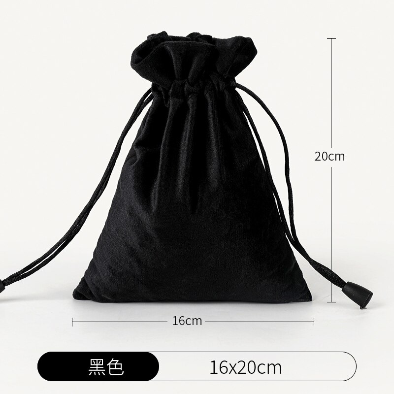 Velvet Drawstring Bags Wedding Partty Candy Bags Storage Packaging Bags Supplier: 16x20cm  black