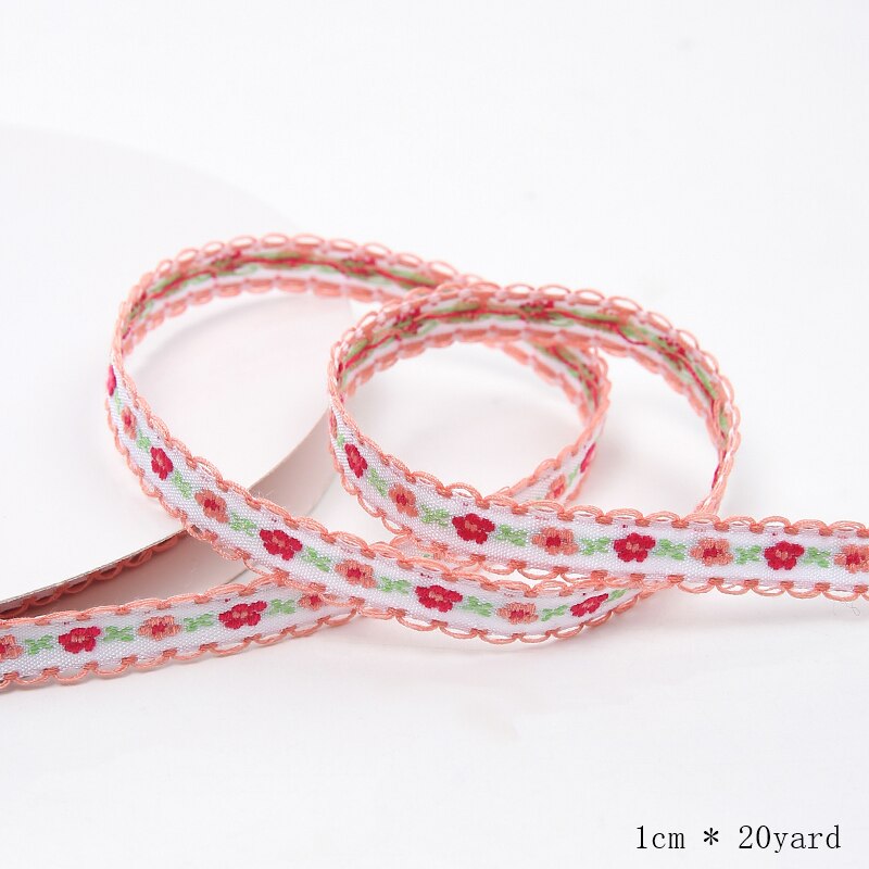 20 Meters Flower Packaging Ribbon Embroidered Lace Fabric Ribbon 1cm Diy Cake Ribbons: Watermelon