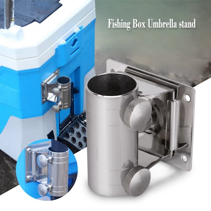 Soporte de Base de paraguas de pesca, Base de soporte abrazadera pedestal de paraguas de acero inoxidable ajustable para caja de pesca