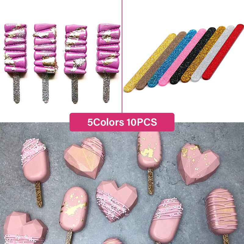 10pcs Acrylic Ice Cream Sticks Popsicle Stick Kids DIY Ice Cream Sticks Crafts Popsicle Stick Mould 11.3x1cm 10pcs