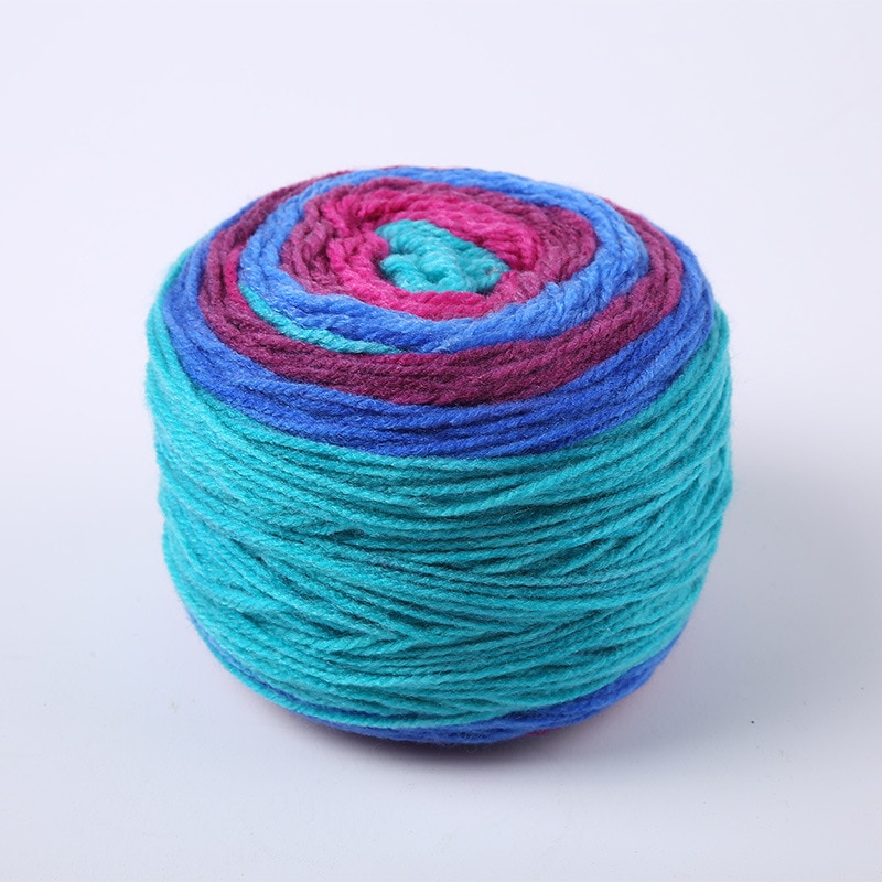 190g flerfarvet linned gradient håndstrikket farvet garn regnbuesweater sjal tørklæde hæklet tråd farve sofa garn bold: 7