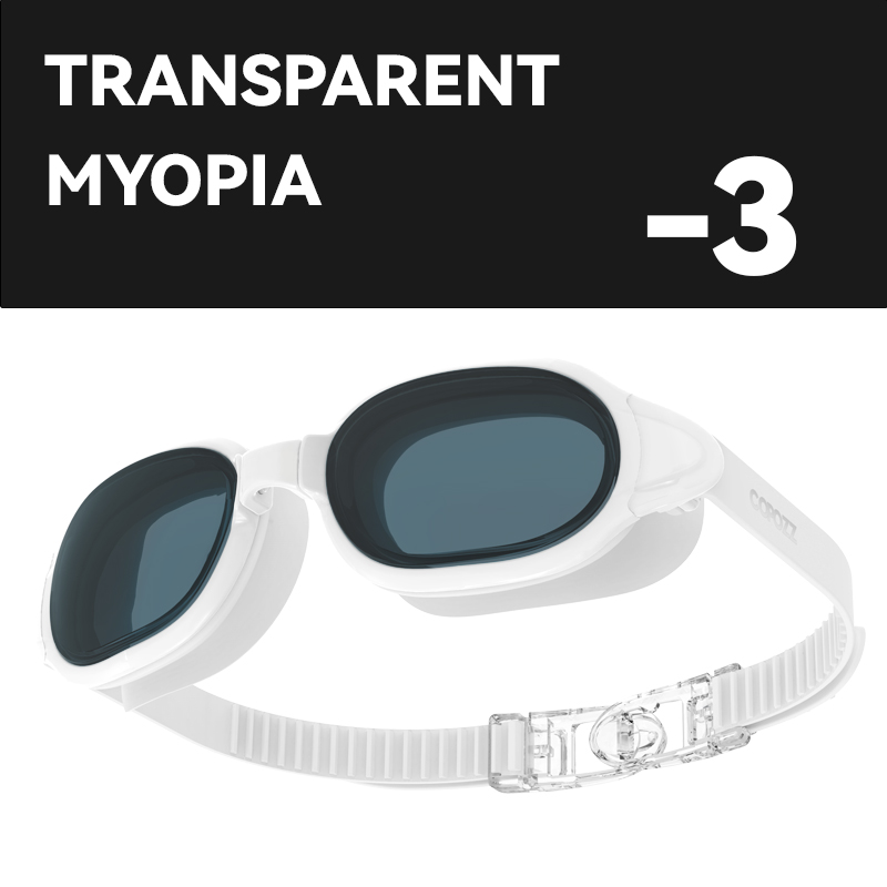 Copozz Bijziendheid Zwembril Mannen Vrouwen Adult Swim Goggle Professionele Anti Fog Zwembad Glas Dioptrie Zwembril -1.5-7: White myopia -3