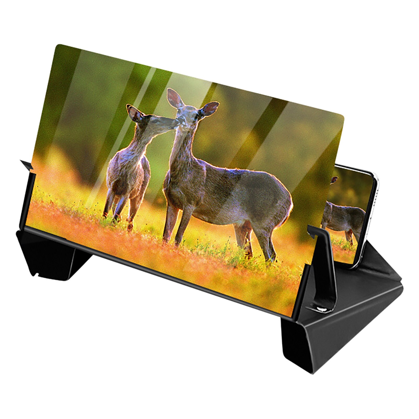 12 Cal 3D telefon komórkowy zakrzywiony ekran wzmacniacz HD wideo inteligentny telefon powiększalnik powiększalnik wspornik stojakowy uchwyt na telefon: Black
