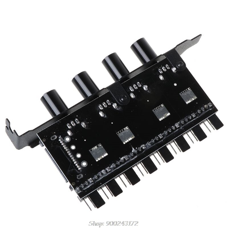 PC 8 Channels Fan Hub 4 Knob Cooling Fan Speed Controller for CPU Case HDD VGA PWM Fan PCI Bracket 12V Fan N18 20